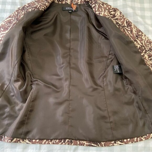 Kasper Pure Silk 2-Piece Blazer  Camisole Brown Black Cream Abstract Size US 8 - Picture 9 of 16